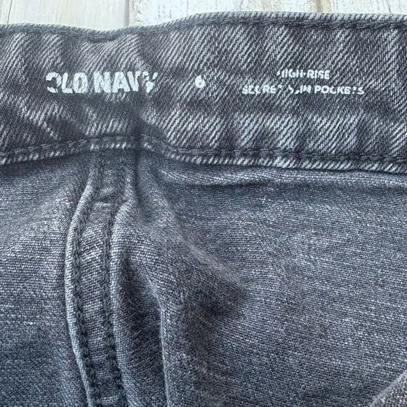 Old Navy Denim Skirt Sz 6 Black Midi Button Down Faded Y2K Casual Skater Punk - Picture 6 of 8